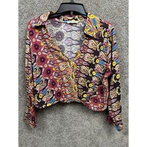 Christian Siriano Women size Medium Long Sleeve Crop Blouse Paisley‎ - BOHO